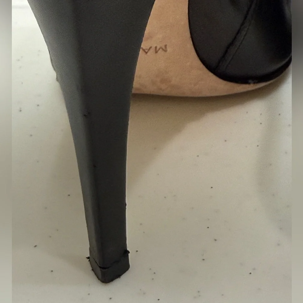 Marciano Ankle Boots Size 9 Black Leather Heels Stiletto Zipper Closure